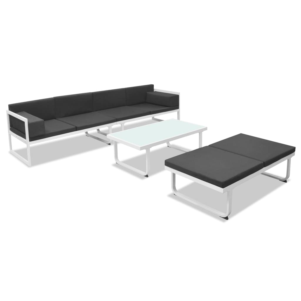 Set mobilier de grădină cu perne, 4 piese, negru, aluminiu GartenMobel Dekor