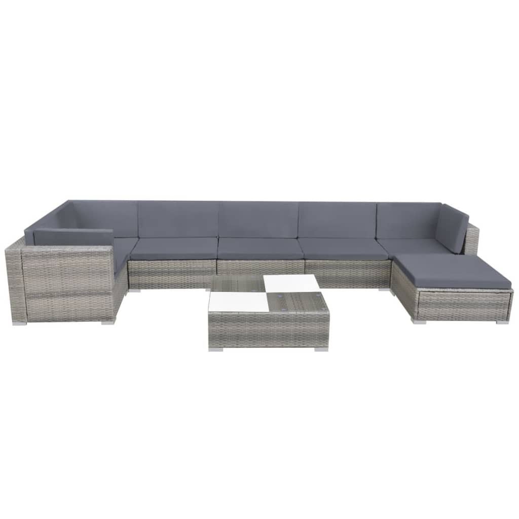Set mobilier de grădină cu perne, 8 piese, gri, poliratan GartenMobel Dekor