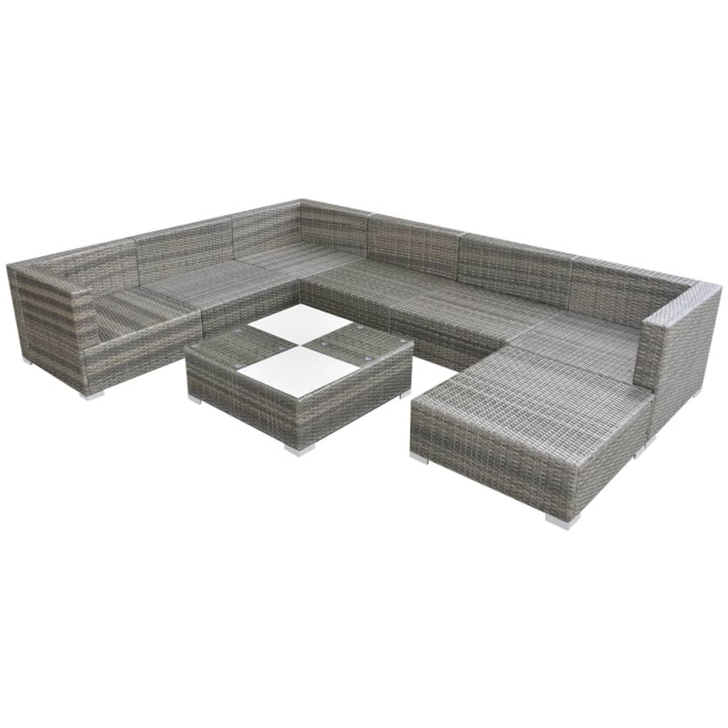 Set mobilier de grădină cu perne, 8 piese, gri, poliratan GartenMobel Dekor
