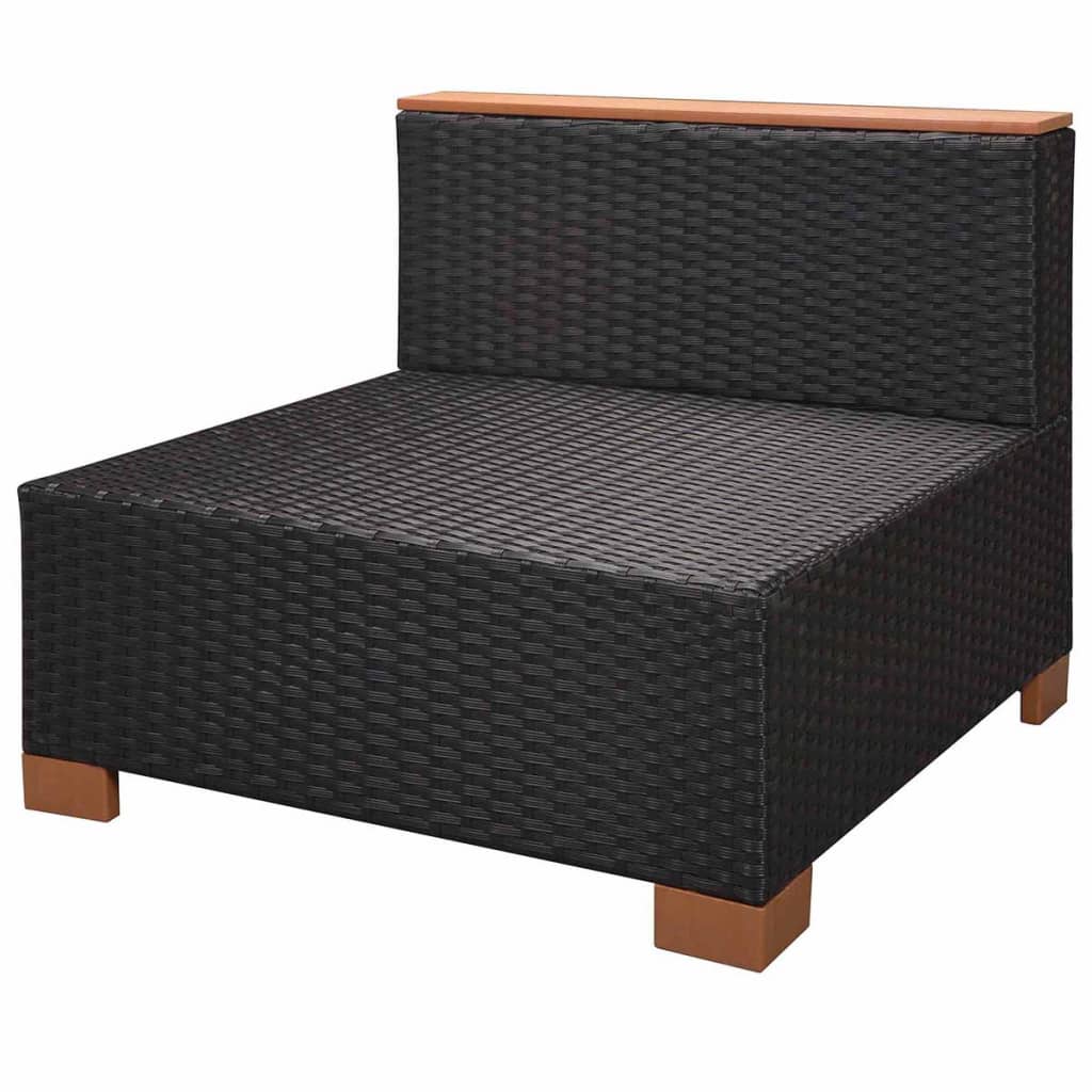 Set mobilier de grădină cu perne, 8 piese, negru, poliratan GartenMobel Dekor