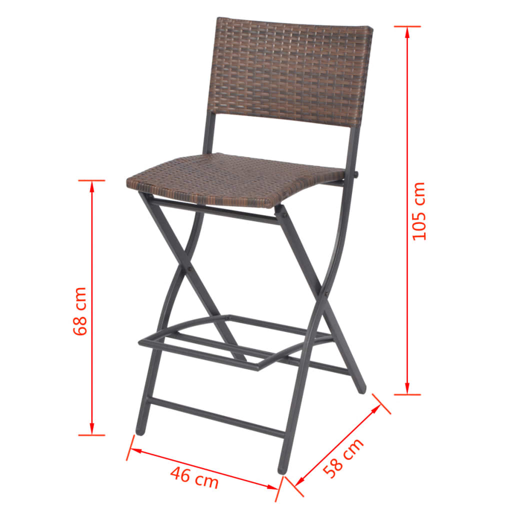 Set mobilier exterior pliabil, 7 piese, maro, oțel, poliratan GartenMobel Dekor