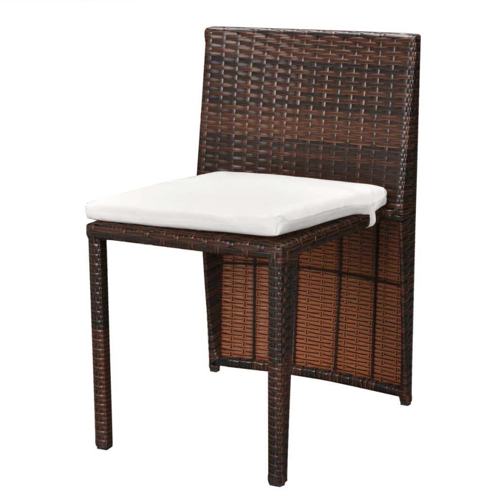 Set mobilier bistro cu perne, 3 piese, maro, poliratan GartenMobel Dekor