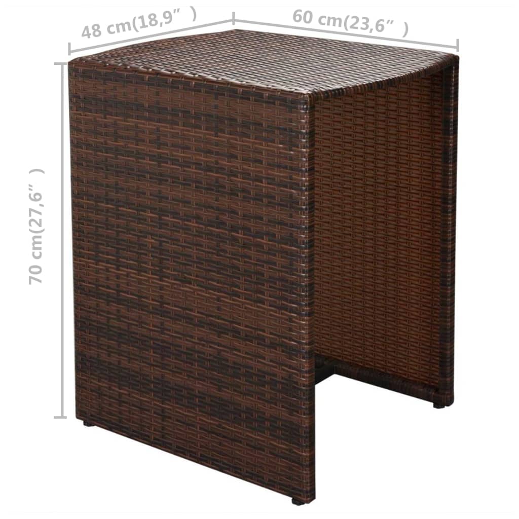 Set mobilier bistro cu perne, 3 piese, maro, poliratan GartenMobel Dekor