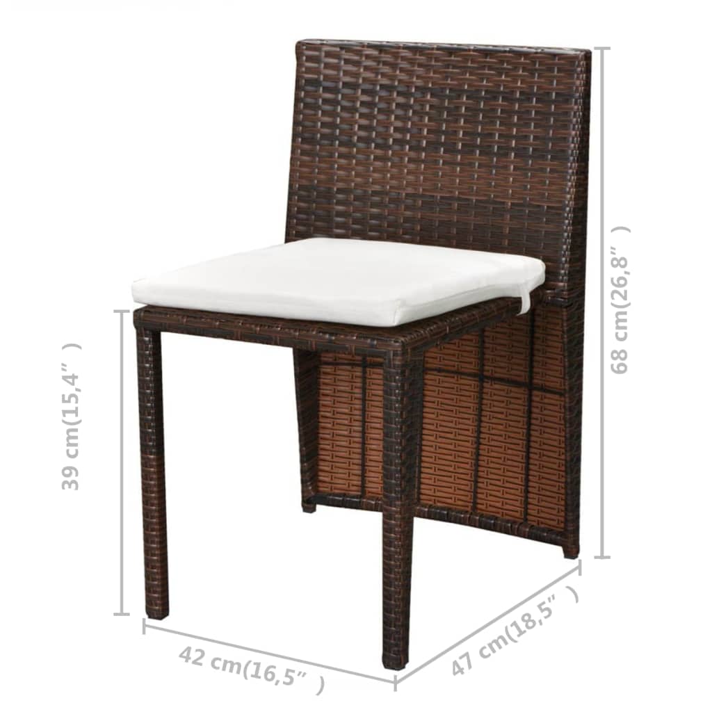 Set mobilier bistro cu perne, 3 piese, maro, poliratan GartenMobel Dekor