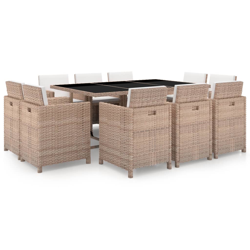 Set mobilier de exterior cu perne, 11 piese, bej, poliratan GartenMobel Dekor