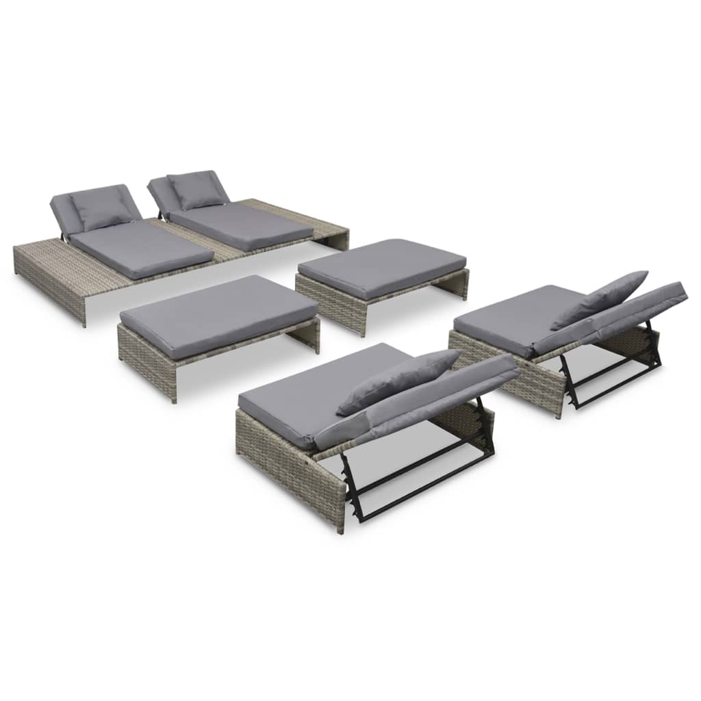 Set mobilier de grădină cu perne, 5 piese, gri, poliratan GartenMobel Dekor