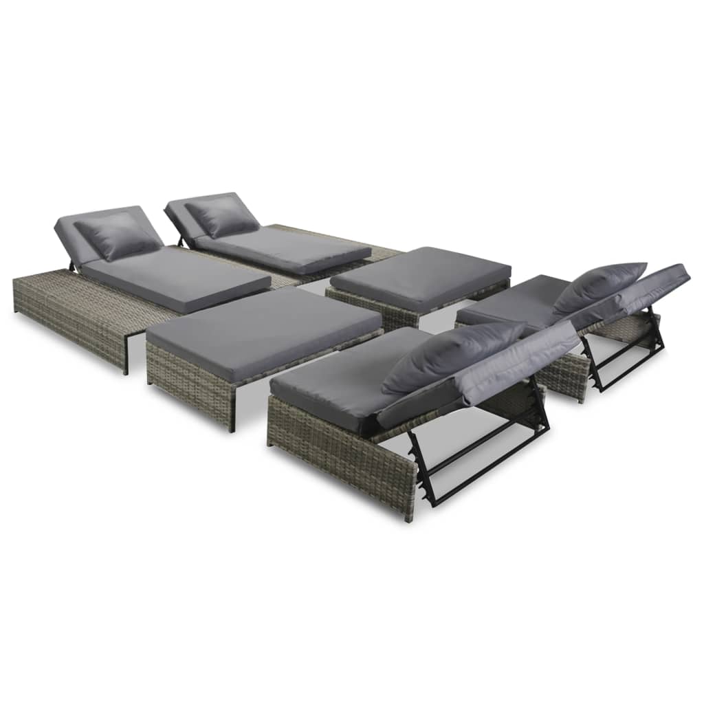 Set mobilier de grădină cu perne, 5 piese, gri, poliratan GartenMobel Dekor