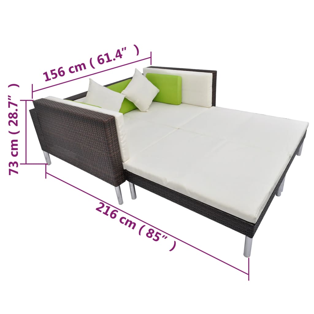 Set mobilier de grădină cu perne, 4 piese, maro, poliratan GartenMobel Dekor