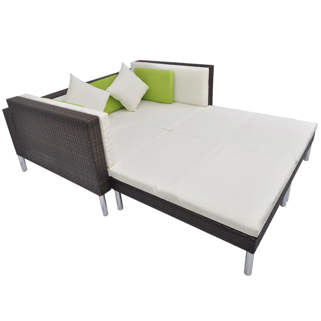 Set mobilier de grădină cu perne, 4 piese, maro, poliratan GartenMobel Dekor