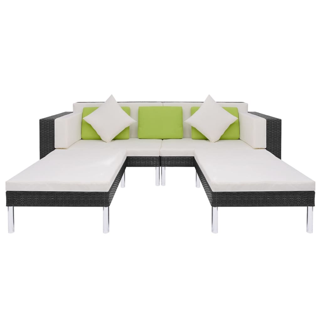 Set mobilier de grădină cu perne, 4 piese, negru, poliratan GartenMobel Dekor