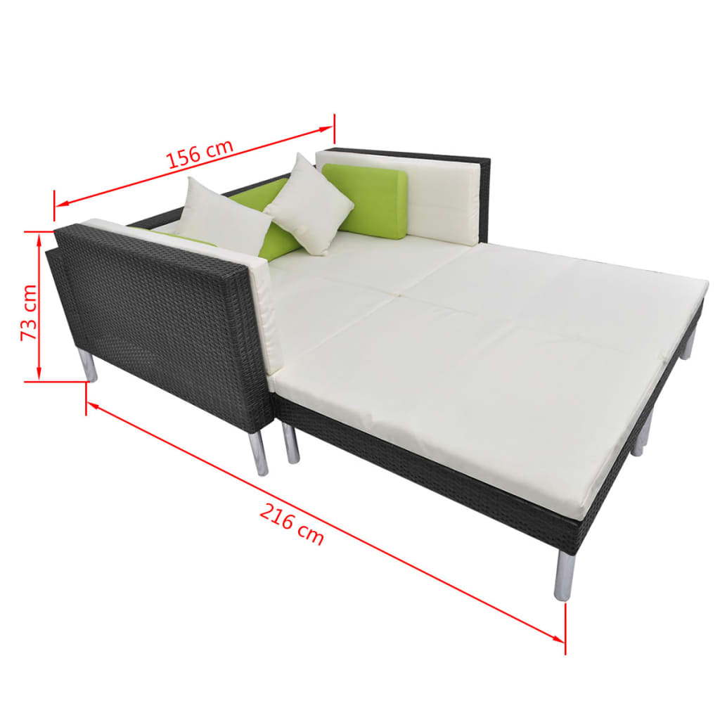 Set mobilier de grădină cu perne, 4 piese, negru, poliratan GartenMobel Dekor
