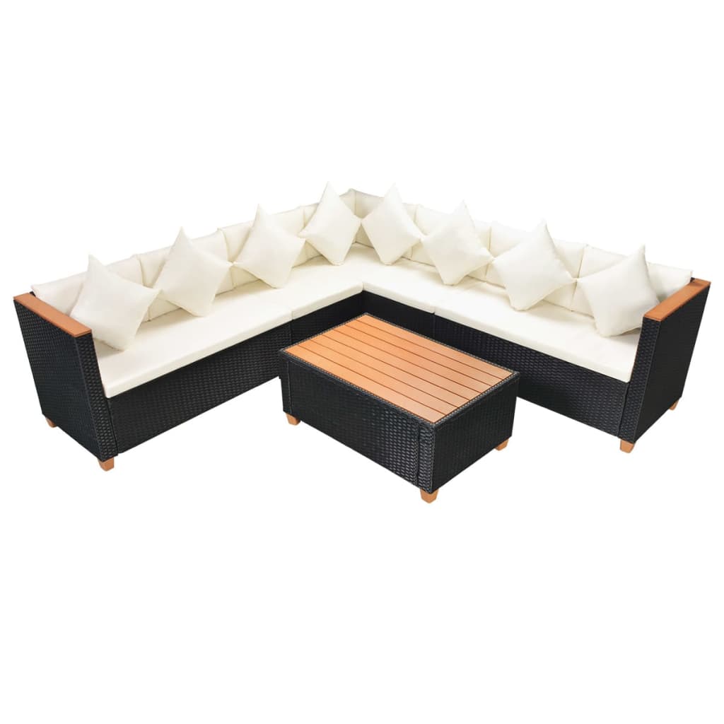 Set mobilier de grădină cu perne, 5 piese, negru, poliratan GartenMobel Dekor