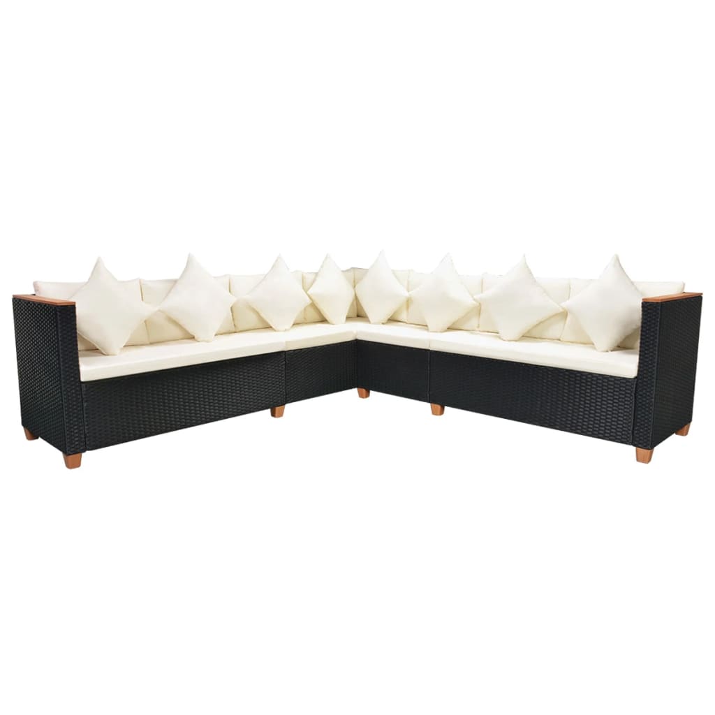 Set mobilier de grădină cu perne, 5 piese, negru, poliratan GartenMobel Dekor