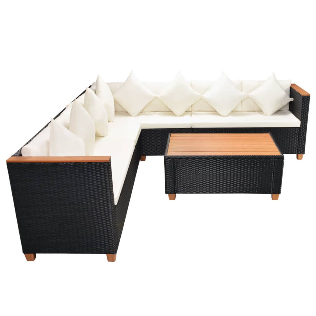 Set mobilier de grădină cu perne, 5 piese, negru, poliratan GartenMobel Dekor
