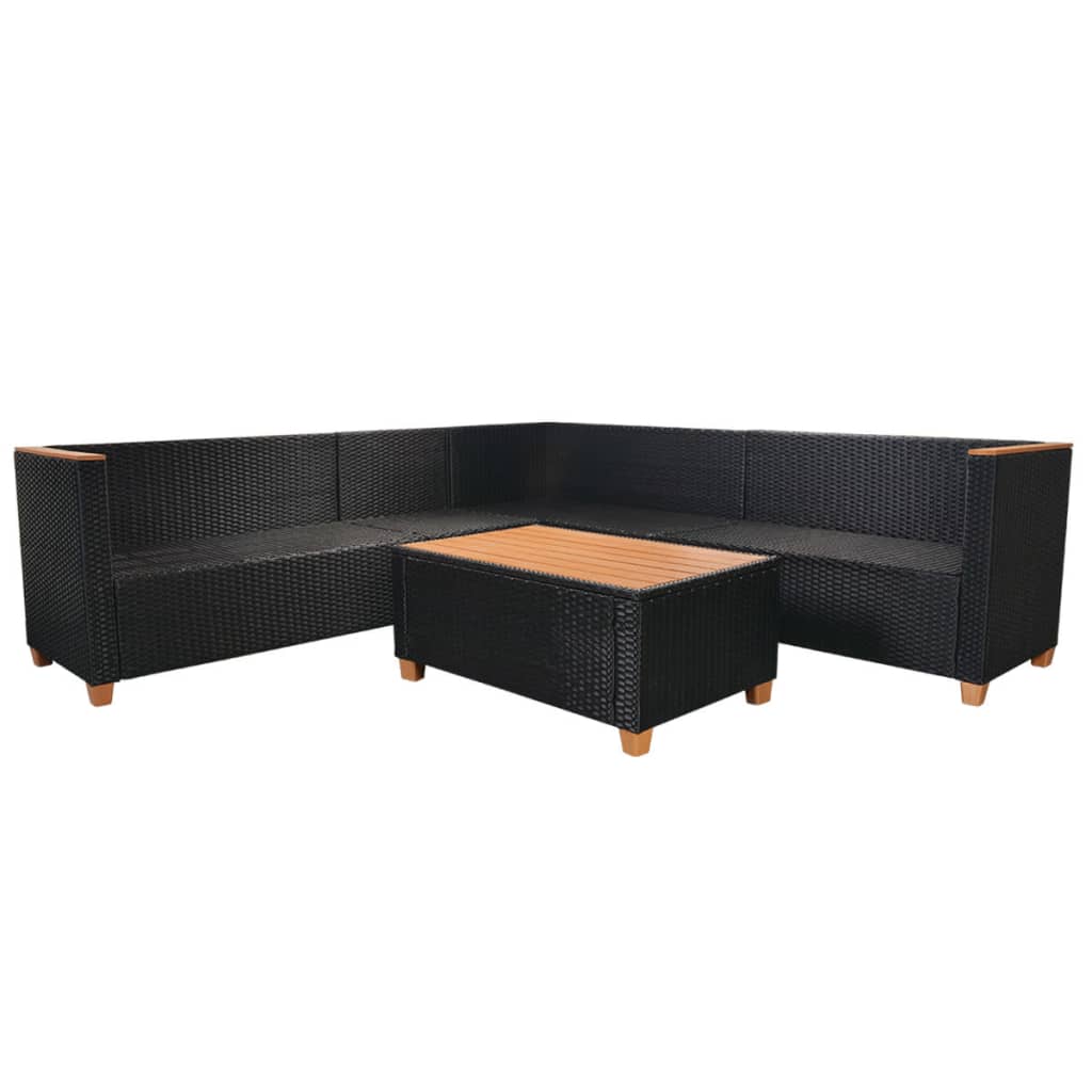 Set mobilier de grădină cu perne, 5 piese, negru, poliratan GartenMobel Dekor