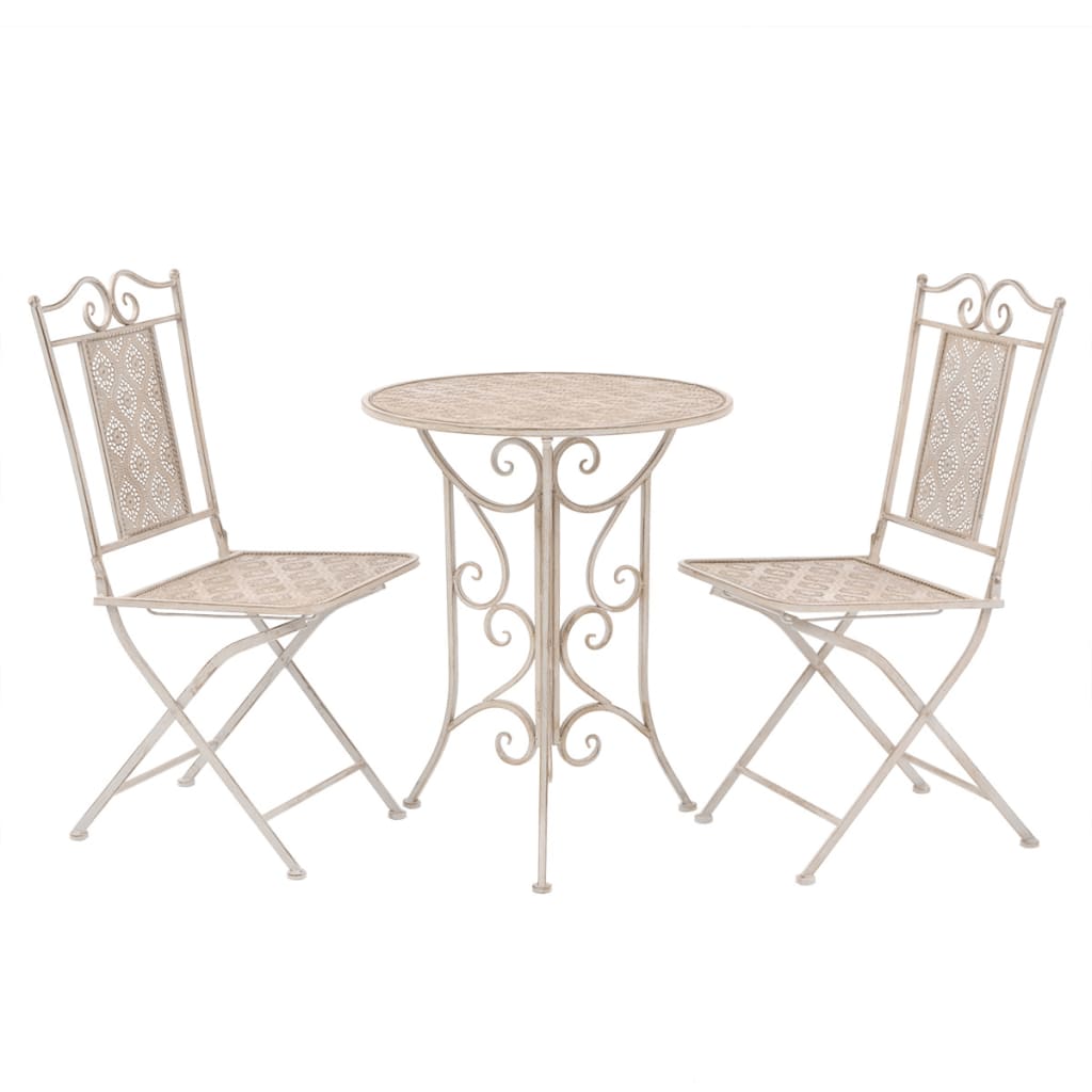 Set mobilier de bistro, 3 piese, alb, oțel GartenMobel Dekor