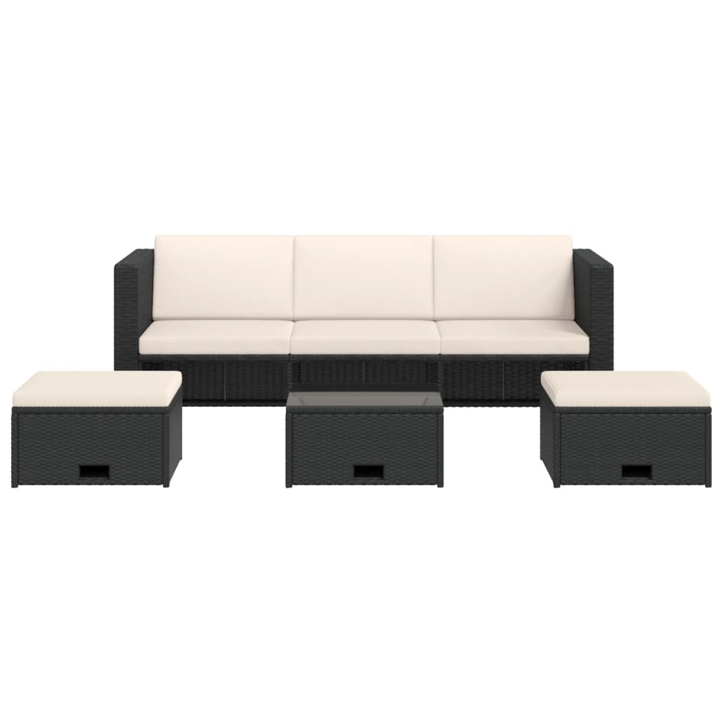 Set mobilier de grădină cu perne, 4 piese, negru, poliratan GartenMobel Dekor