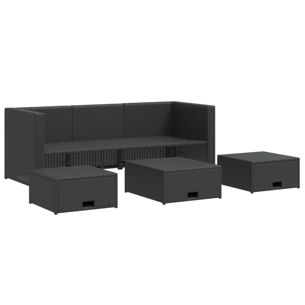 Set mobilier de grădină cu perne, 4 piese, negru, poliratan GartenMobel Dekor
