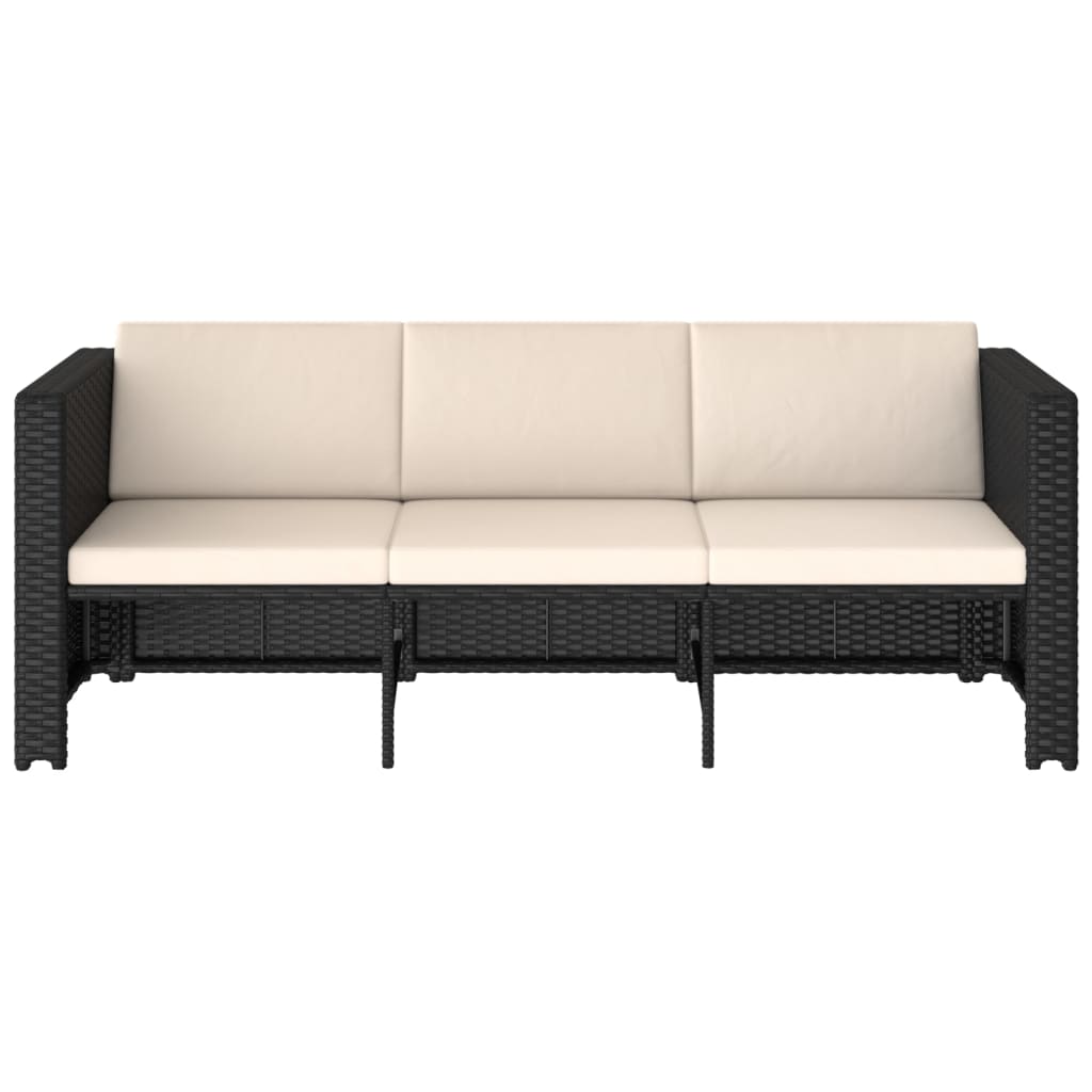 Set mobilier de grădină cu perne, 4 piese, negru, poliratan GartenMobel Dekor