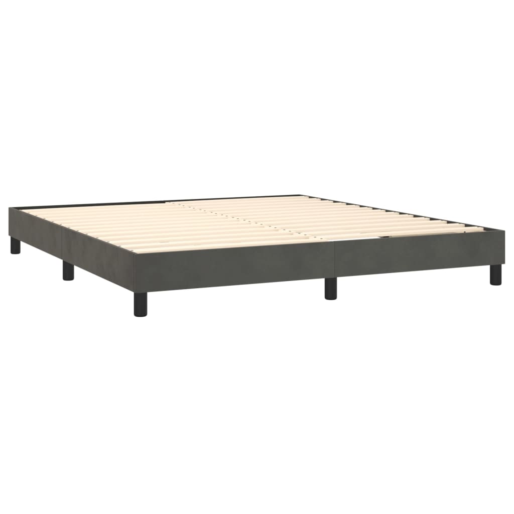 Pat box spring cu saltea, gri închis, 160x200 cm, catifea GartenMobel Dekor