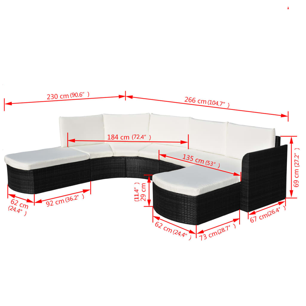 Set mobilier de grădină cu perne, 4 piese, negru, poliratan GartenMobel Dekor