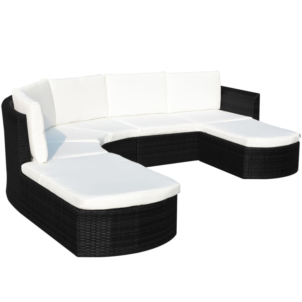 Set mobilier de grădină cu perne, 4 piese, negru, poliratan GartenMobel Dekor