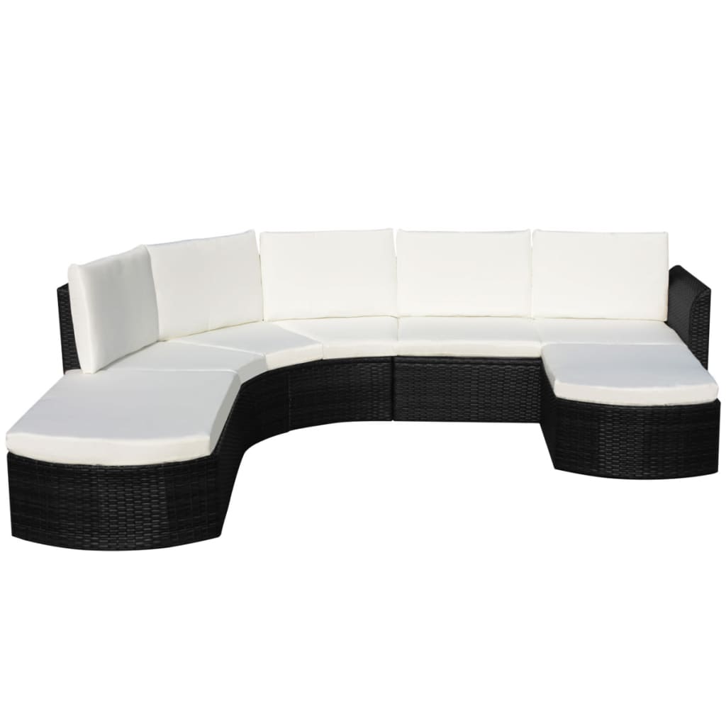 Set mobilier de grădină cu perne, 4 piese, negru, poliratan GartenMobel Dekor