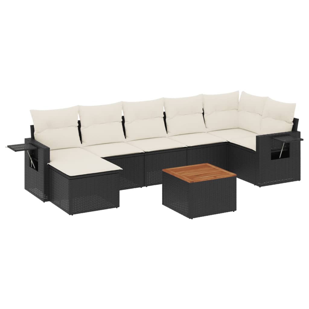 Set mobilier de grădină cu perne, 8 piese, negru, poliratan GartenMobel Dekor