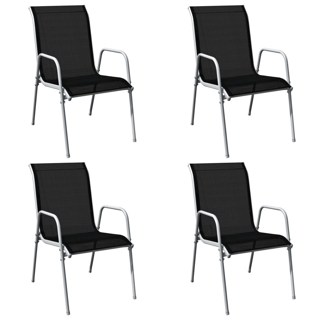 Set mobilier de exterior, 5 piese, negru, oțel GartenMobel Dekor