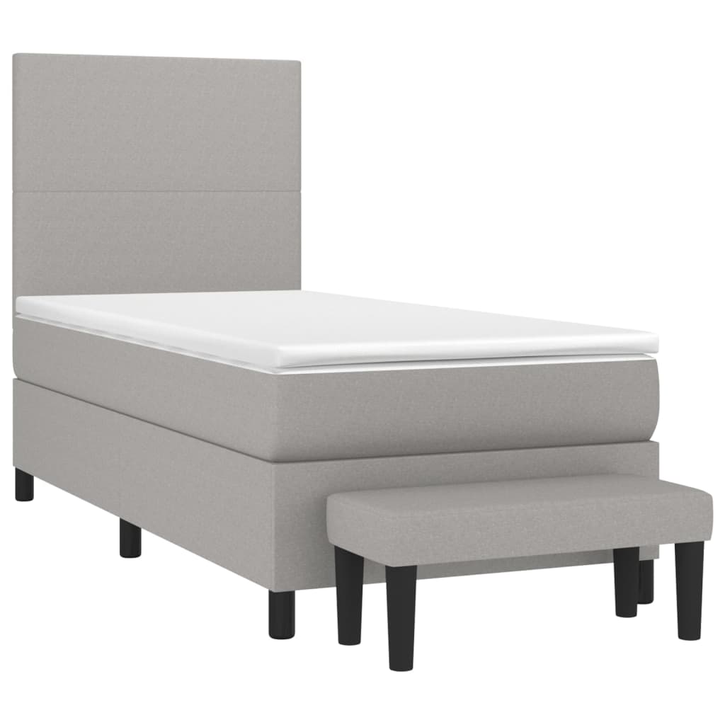 Pat box spring cu saltea, gri deschis, 100x200 cm, textil GartenMobel Dekor