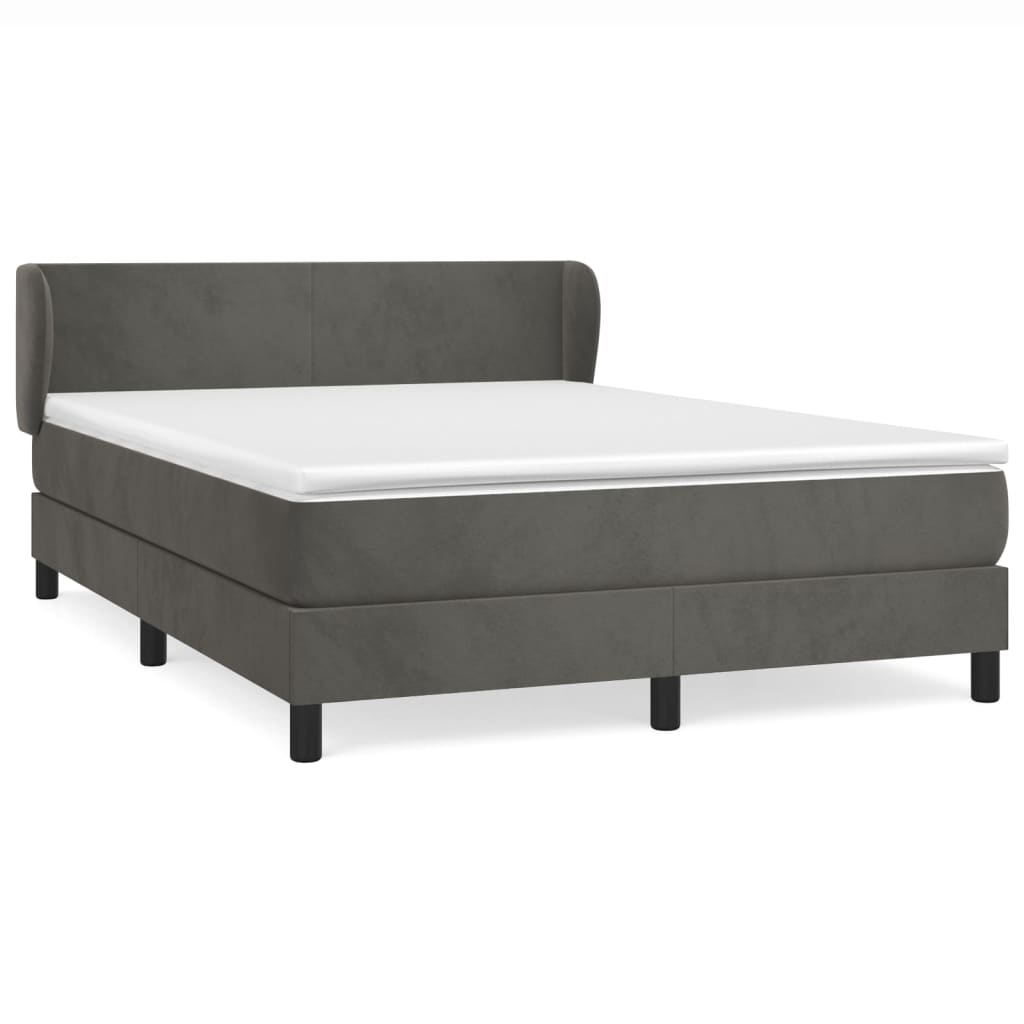 Pat box spring cu saltea, gri închis, 140x190 cm, catifea GartenMobel Dekor