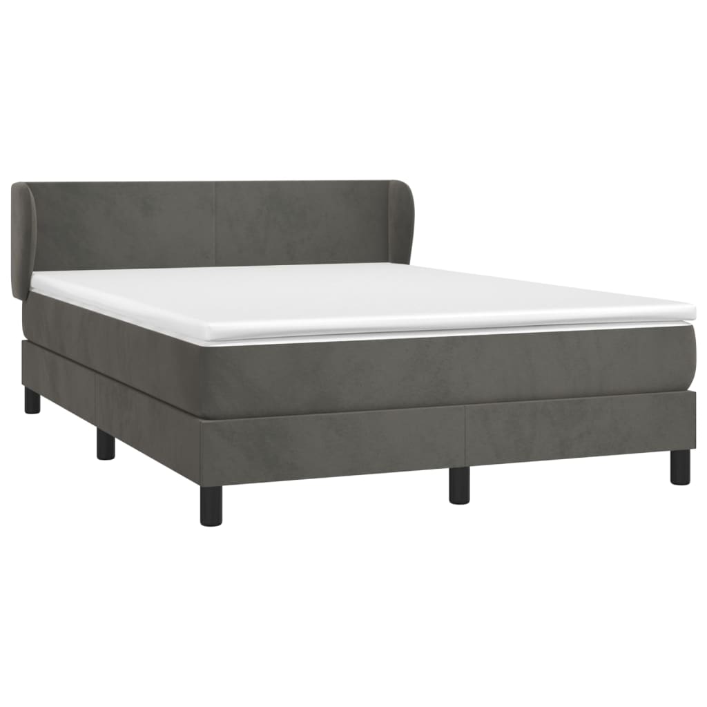 Pat box spring cu saltea, gri închis, 140x190 cm, catifea GartenMobel Dekor
