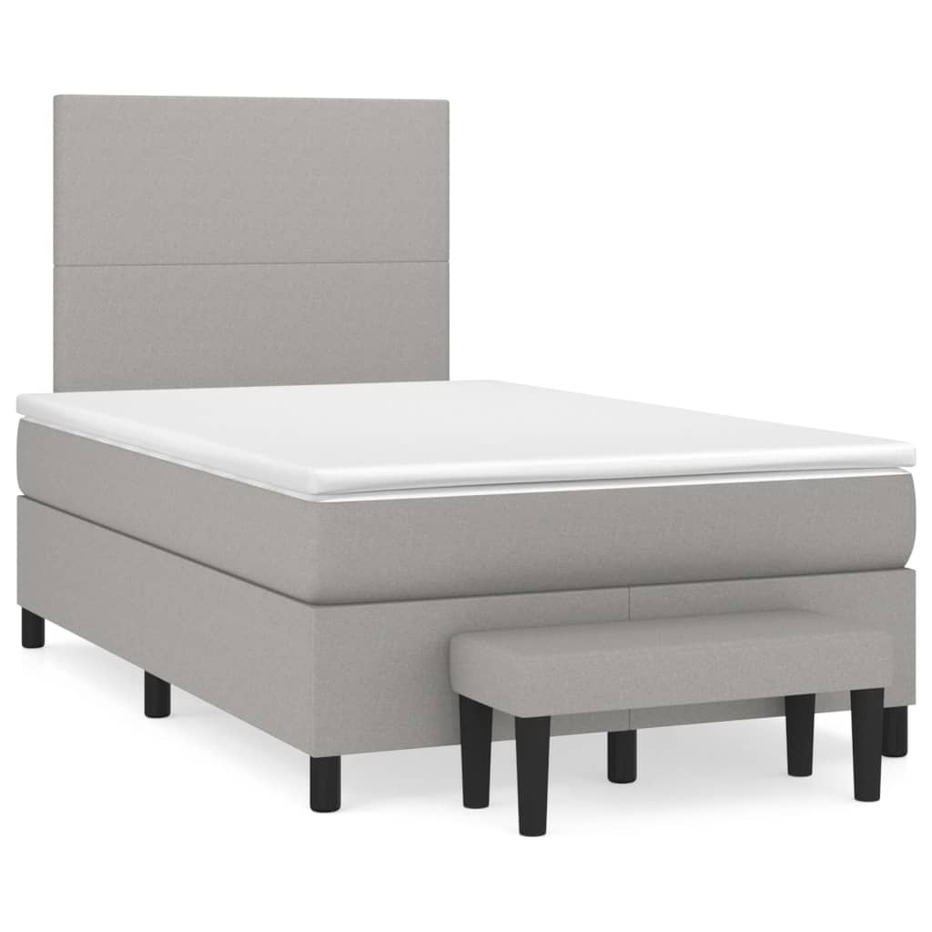 Pat continental cu saltea, gri deschis, 120x200 cm, textil GartenMobel Dekor