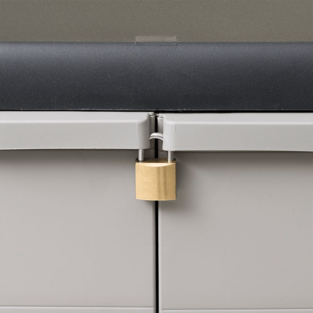 Dulap de depozitare pentru grădină, cu 2 rafturi, negru și gri GartenMobel Dekor