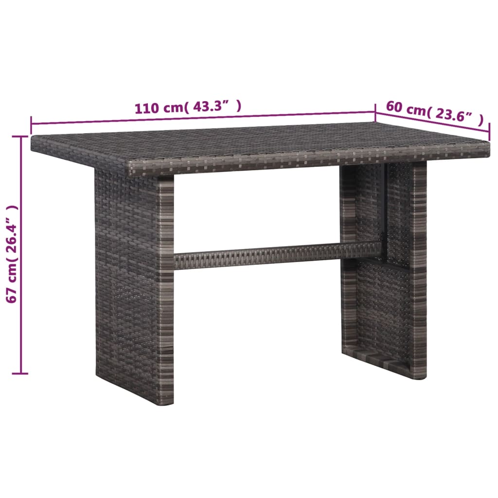 Set mobilier bistro cu perne, 3 piese, gri, poliratan GartenMobel Dekor