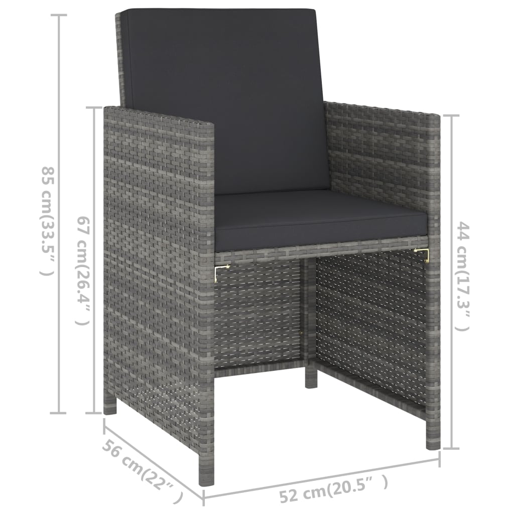 Set mobilier de exterior cu perne, 6 piese, gri, poliratan GartenMobel Dekor