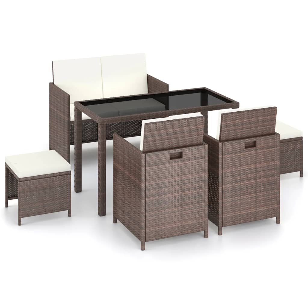 Set mobilier de exterior cu perne, 6 piese, maro, poliratan GartenMobel Dekor