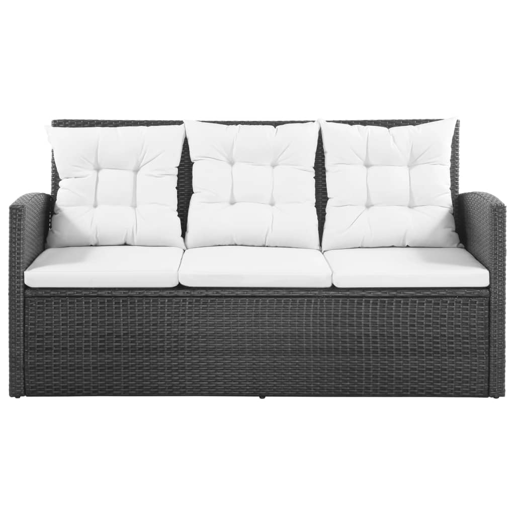 Set mobilier de grădină cu perne, 5 piese, negru, poliratan GartenMobel Dekor