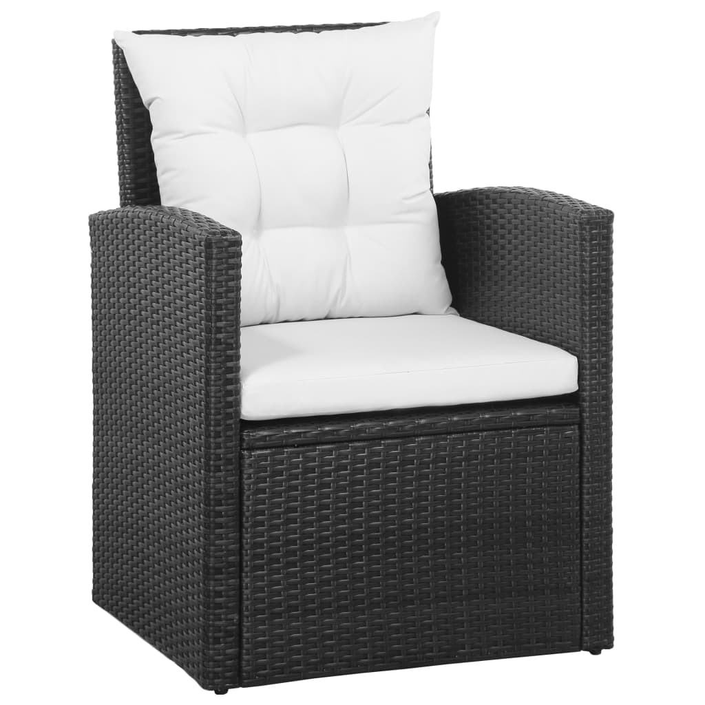 Set mobilier de grădină cu perne, 5 piese, negru, poliratan GartenMobel Dekor