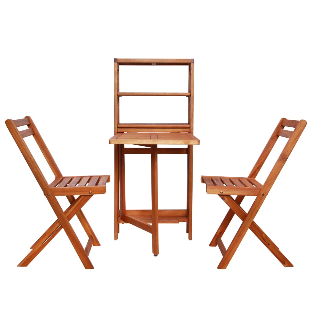 Set mobilier bistro pliabil, 3 piese, lemn masiv de acacia GartenMobel Dekor