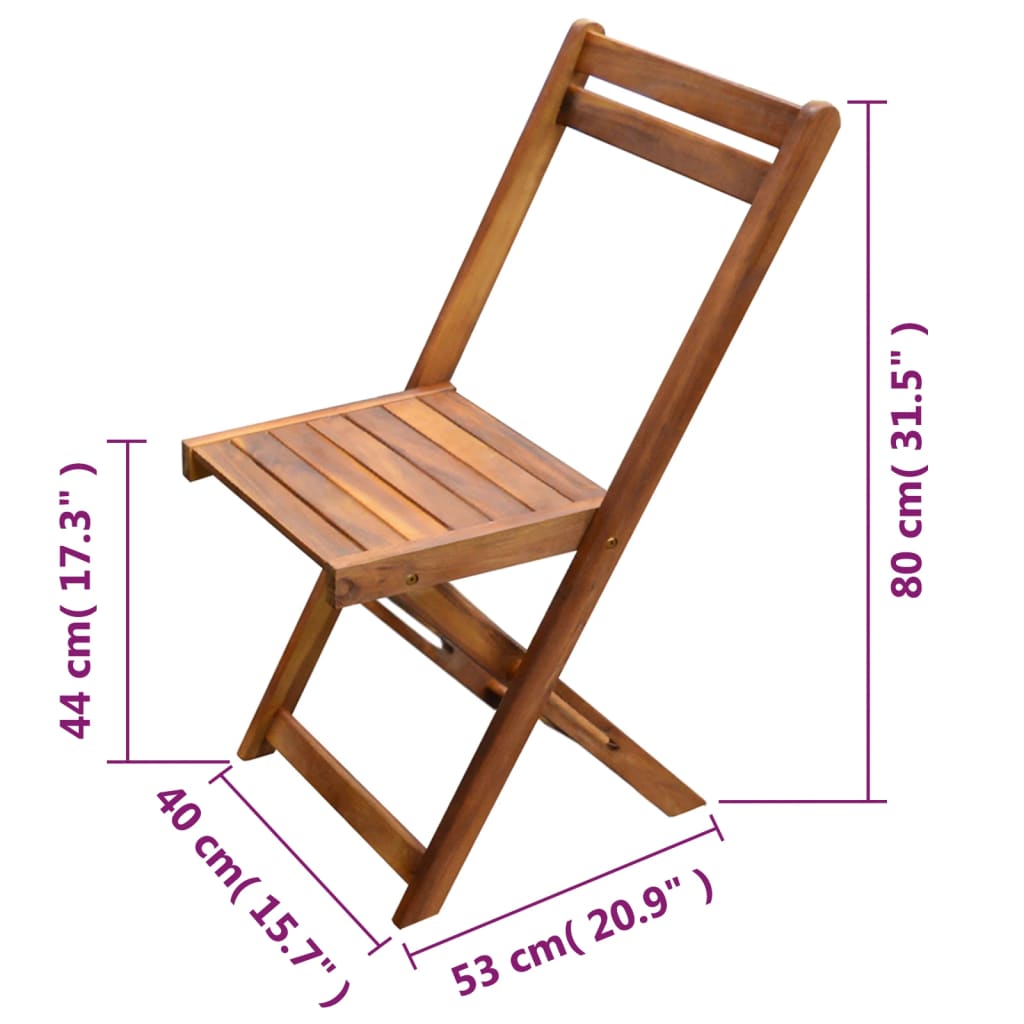 Set mobilier bistro pliabil, 3 piese, lemn masiv de acacia GartenMobel Dekor