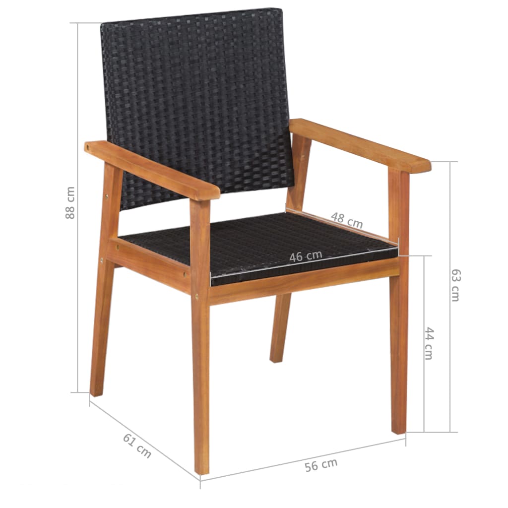 Set mobilier de exterior, 5 piese, negru și maro, poliratan GartenMobel Dekor