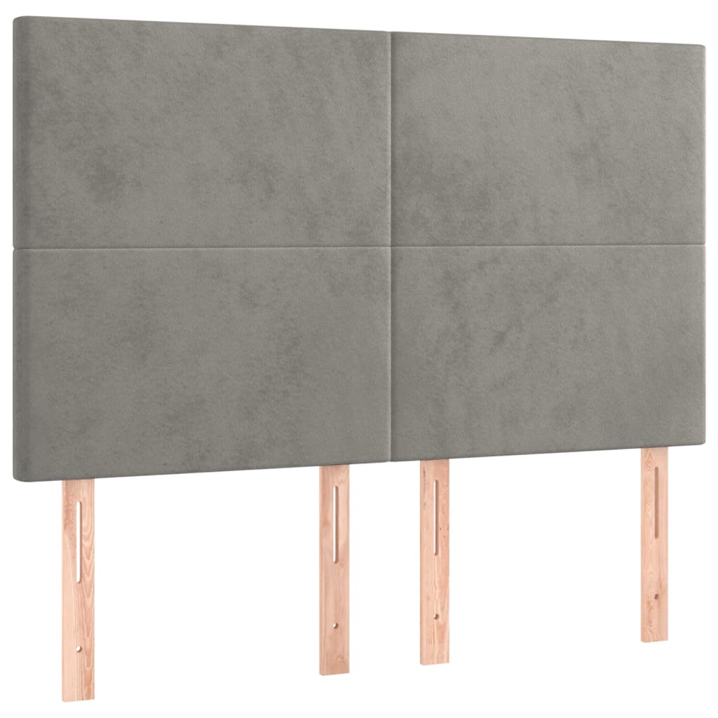 Tăblii de pat, 4 buc, gri deschis, 72x5x78/88 cm, catifea GartenMobel Dekor