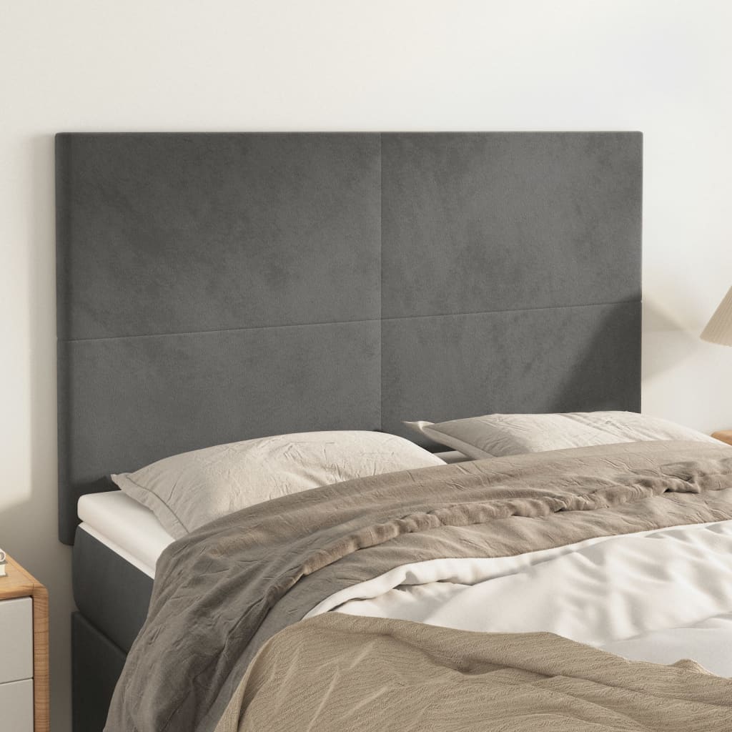 Tăblii de pat, 4 buc, gri închis, 72x5x78/88 cm, catifea GartenMobel Dekor