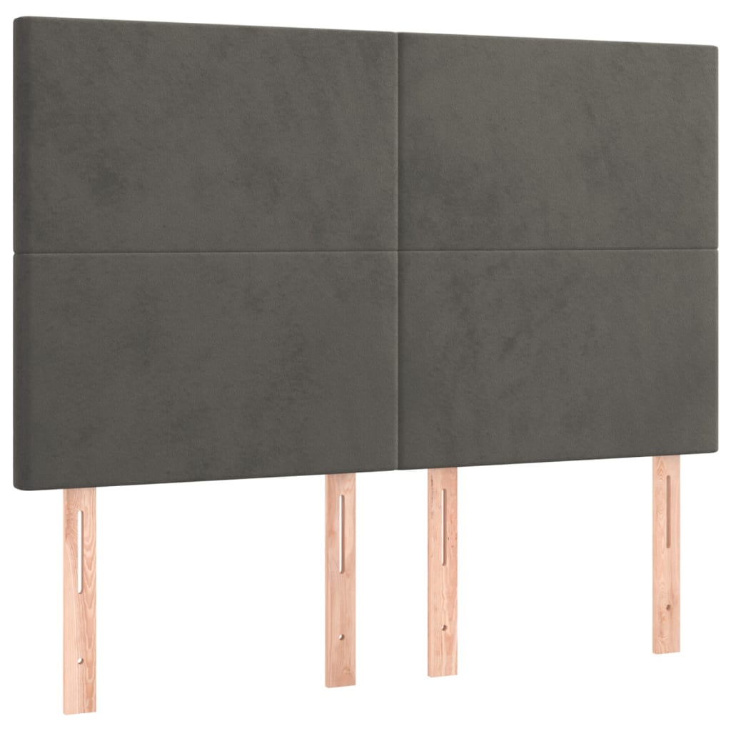 Tăblii de pat, 4 buc, gri închis, 72x5x78/88 cm, catifea GartenMobel Dekor