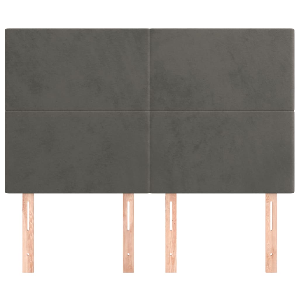 Tăblii de pat, 4 buc, gri închis, 72x5x78/88 cm, catifea GartenMobel Dekor