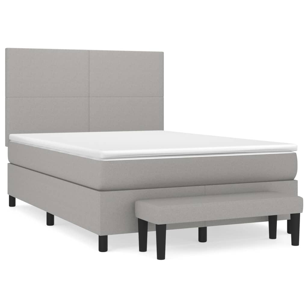 Pat box spring cu saltea, gri deschis, 140x190 cm, textil GartenMobel Dekor