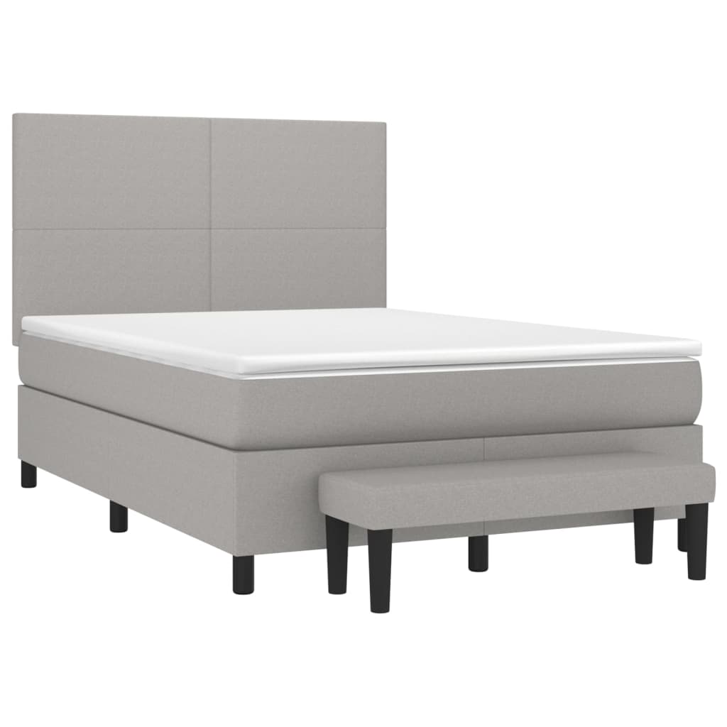 Pat box spring cu saltea, gri deschis, 140x190 cm, textil GartenMobel Dekor