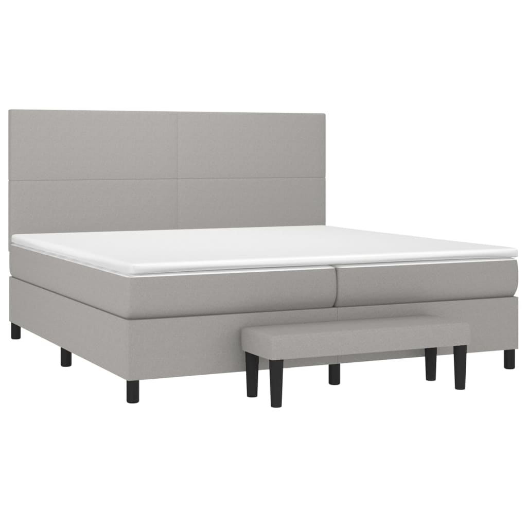 Pat box spring cu saltea, gri deschis, 200x200 cm, textil GartenMobel Dekor