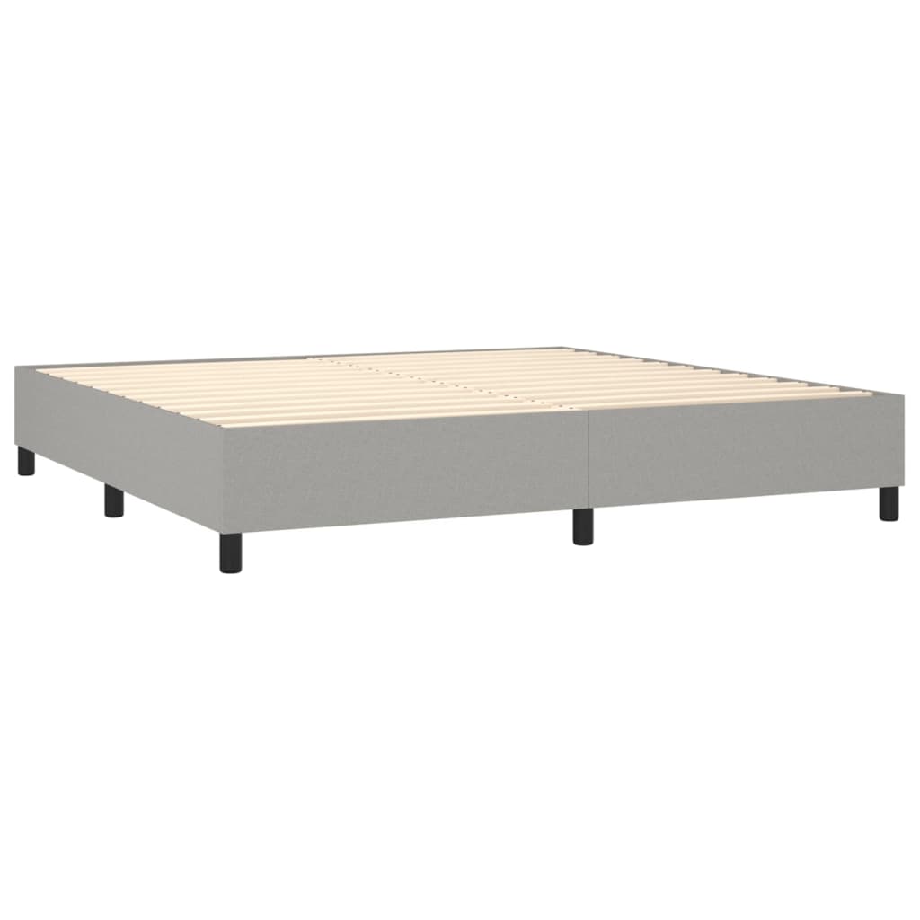 Pat box spring cu saltea, gri deschis, 200x200 cm, textil GartenMobel Dekor